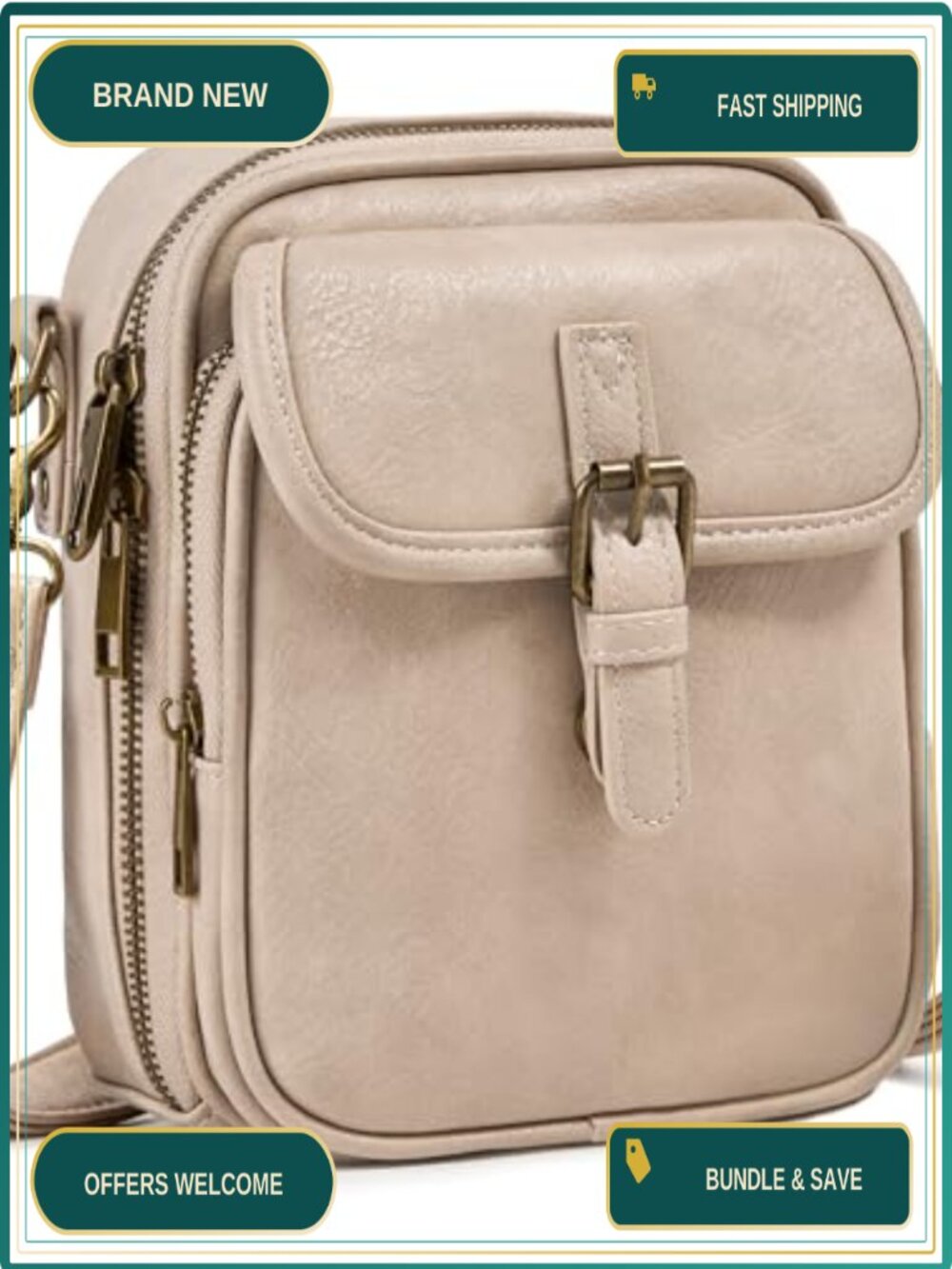 Vegan Leather Crossbody Bag with Card Slots RFID Anti-Theft Messenger Purse
